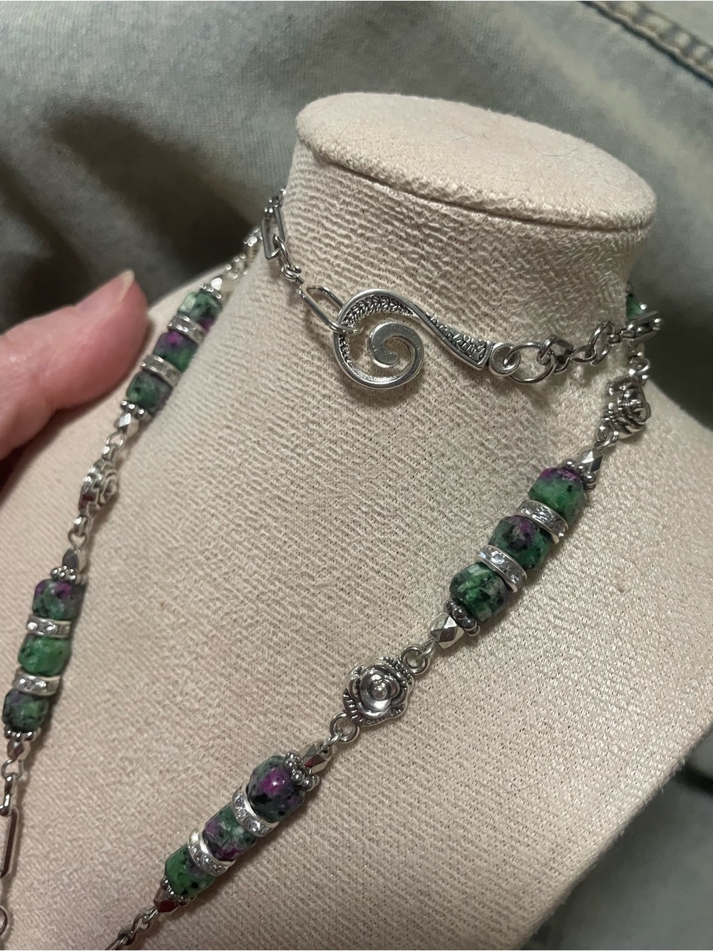 Ruby Zoisite Stone Pendant Hand Crafted Necklace - Picture 6 of 10
